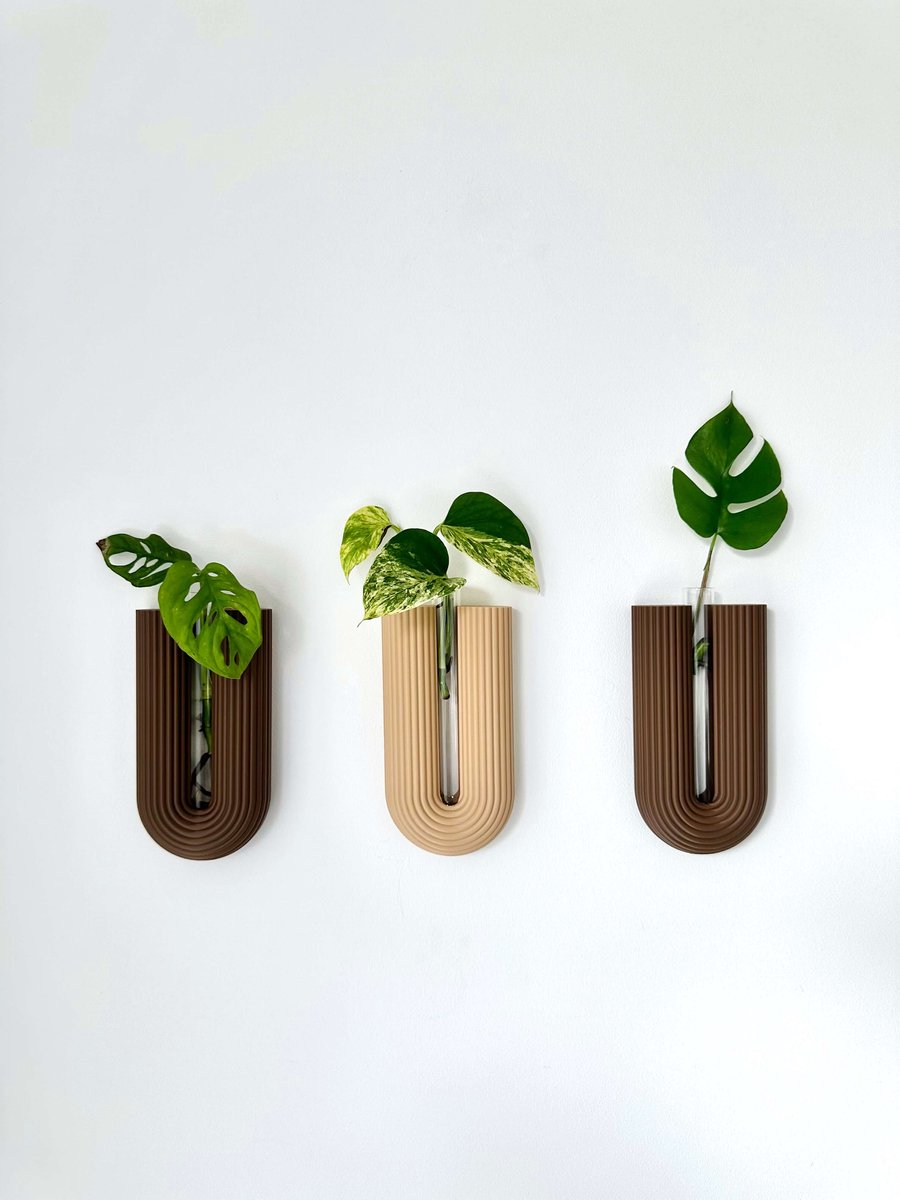 LUMO Wandstekhouder – Set van 3 – Geribbeld U-vorm Design – Glazen Reageerbuisjes – Stekjes station Muur – Kamerplanten Cadeau Urban Jungle