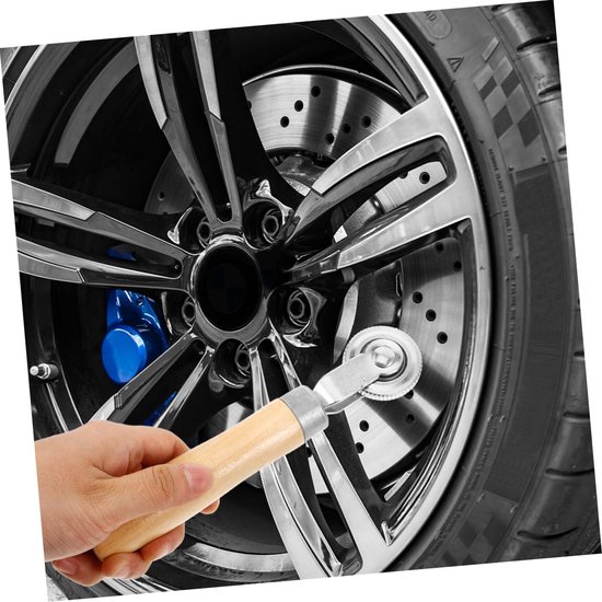 Banden Reparatieset - Bandenroller - Luchtlekken Dichten - Ergonomisch Houten Handvat - 18.5 cm - Licht Geel van Merkloos — afbeelding 2