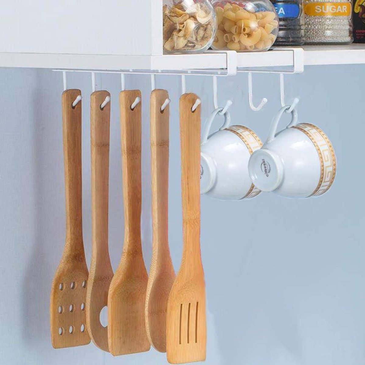 Bekerhouders en Opberghaken voor Onder Plank – 2 Stuks Keuken Organizer