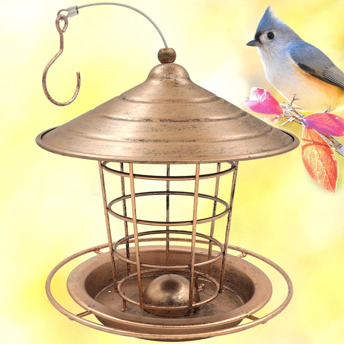 Hanging Vogelvoeder voor Tuin - IJzeren Voederhouder voor Vetbollen en Zaden - Ideaal voor Tuinvogels zoals Merels en Mezen
