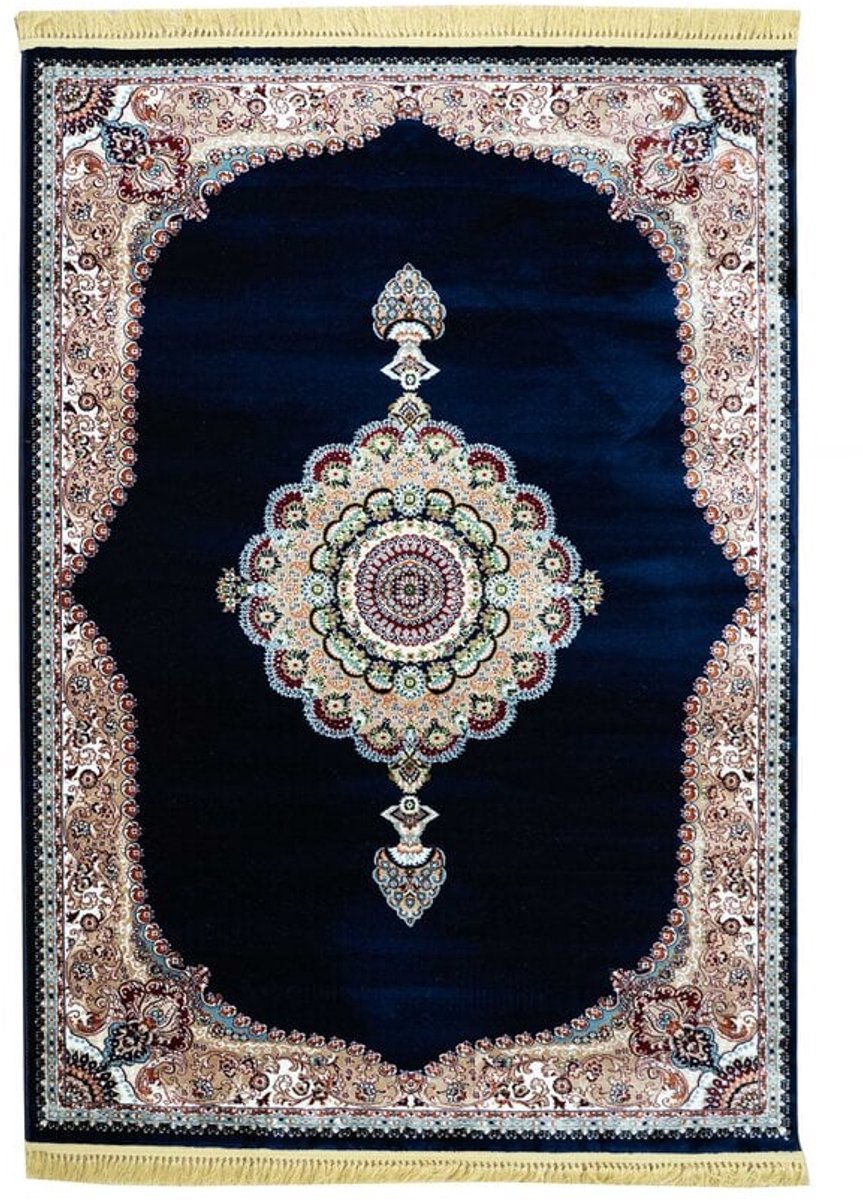 flycarpets Isfahan Klassiek Oosters Medaillon Vloerkleed - Blauw - 240x340 cm