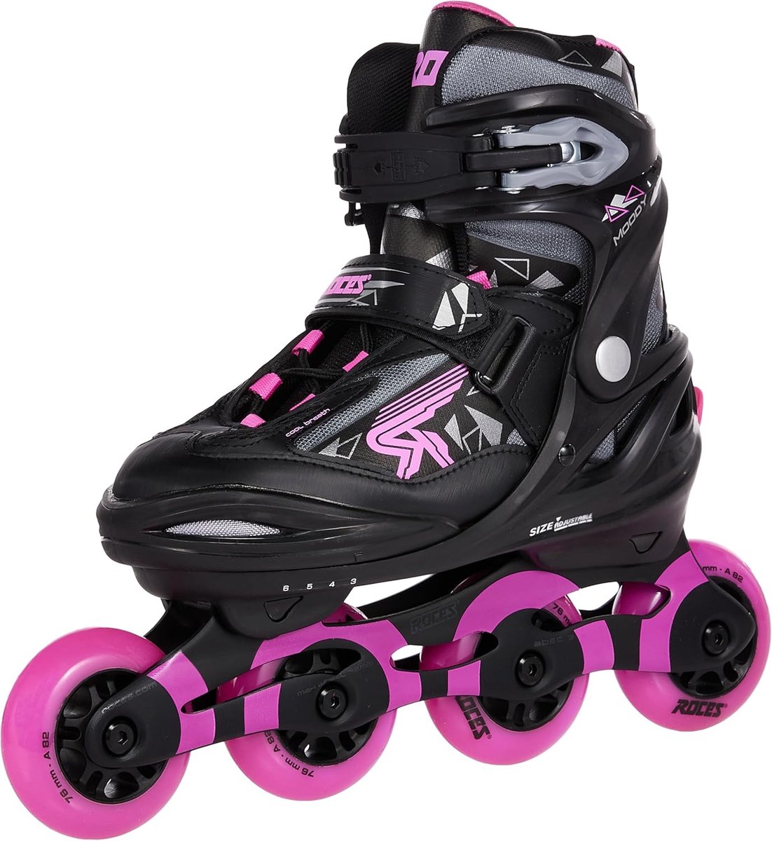 Kinderskeelers - Skeelers voor meisjes - Buiten spelen - Glasvezelversterkt skelet - 30-35 - Zwart-roze