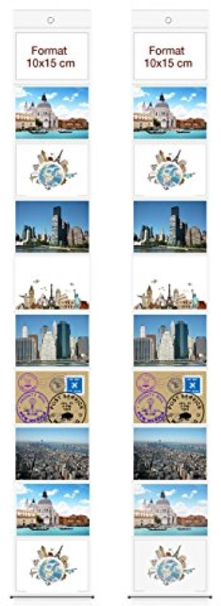 PromoHome 2x Wandfotohouder Liggend - 10x15 cm - Geschikt voor 10 Foto's per Houder - Transparant Kunststof