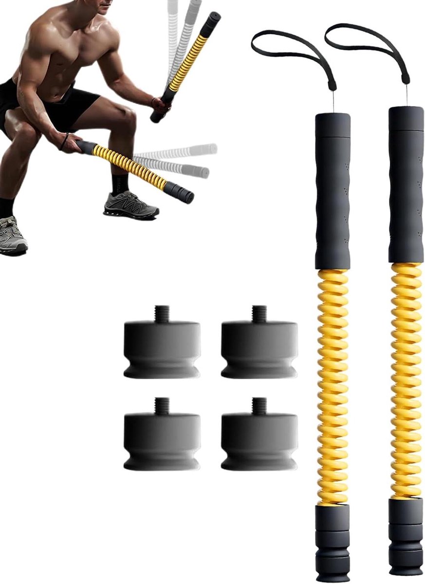 Gewogen Trainingstouwen - Fitness Touwen - Krachtopbouw - Verbeterde Ruisonderdrukking - 2-delig - Geel