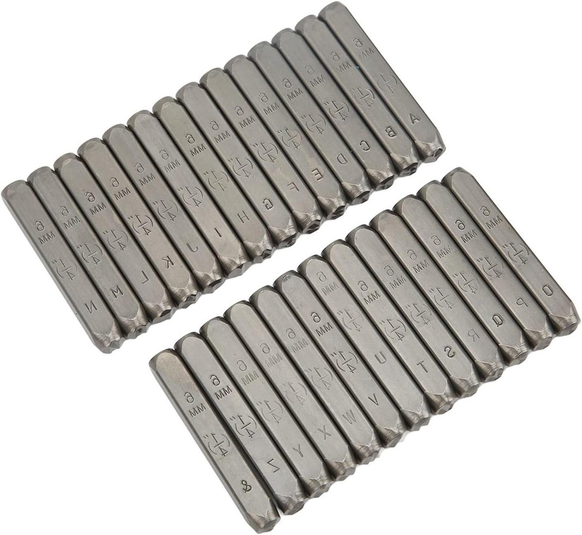 Metalen Stempelset - Letterponsset Staal - Metadata Markeren - Duurzame Staalconstructie - 27 Letters - Zilver