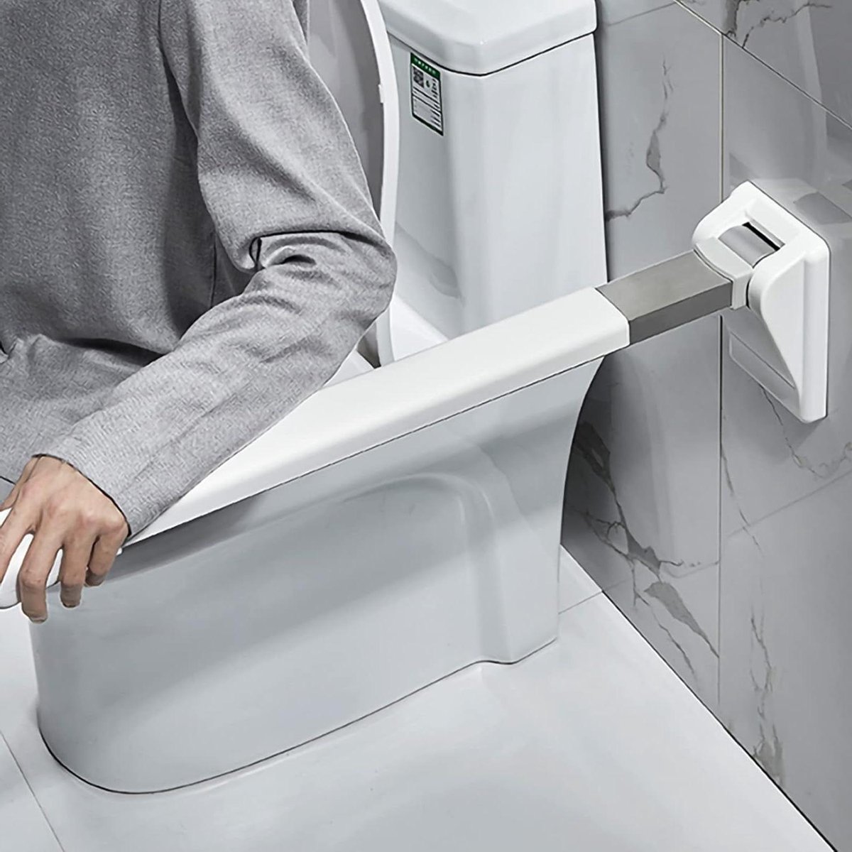 Wandbeugel Badkamer - Veiligheidsgreep Opstahulp - Veiligheid Verhogend - Inklapbaar Met Noodknop - 70 cm - Zilver