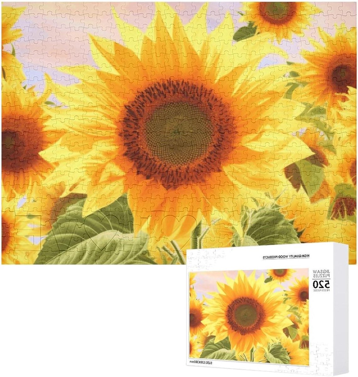 Houten Puzzel - Gepersonaliseerde Legpuzzel - Ontspanning Thuis - 520 Stukjes - 52 x 38 cm - Bloemen