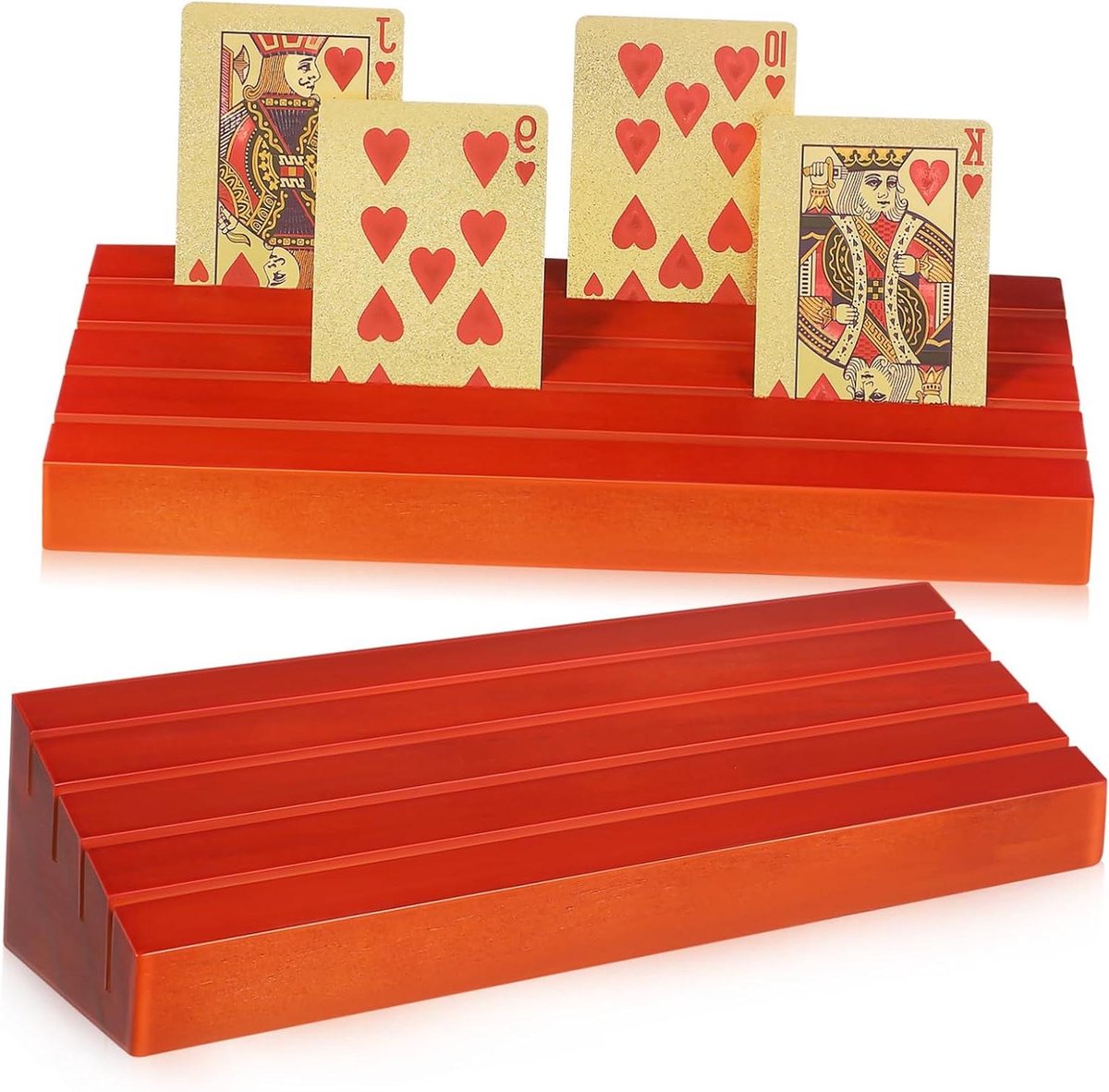 Houten Kaarthouder - Kaartstandaard Set - Spel Gemak - Verticaal Display - 25x8x6 cm - Bruin