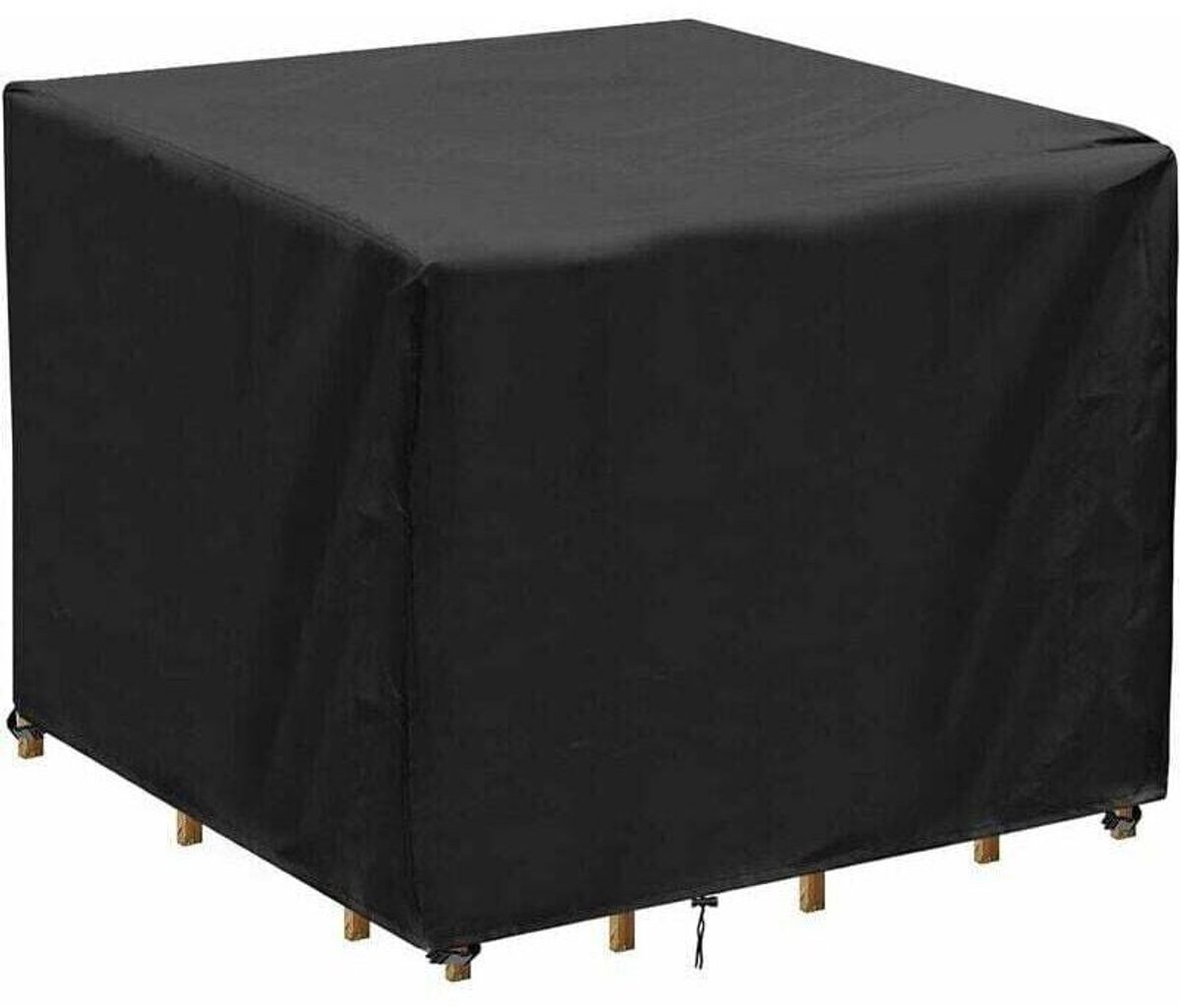 Vierkante tuintafelhoes, 90x90x90 cm, gemaakt van waterdicht en UV-bestendig Oxford-doek, geschikt voor tuinmeubelen.