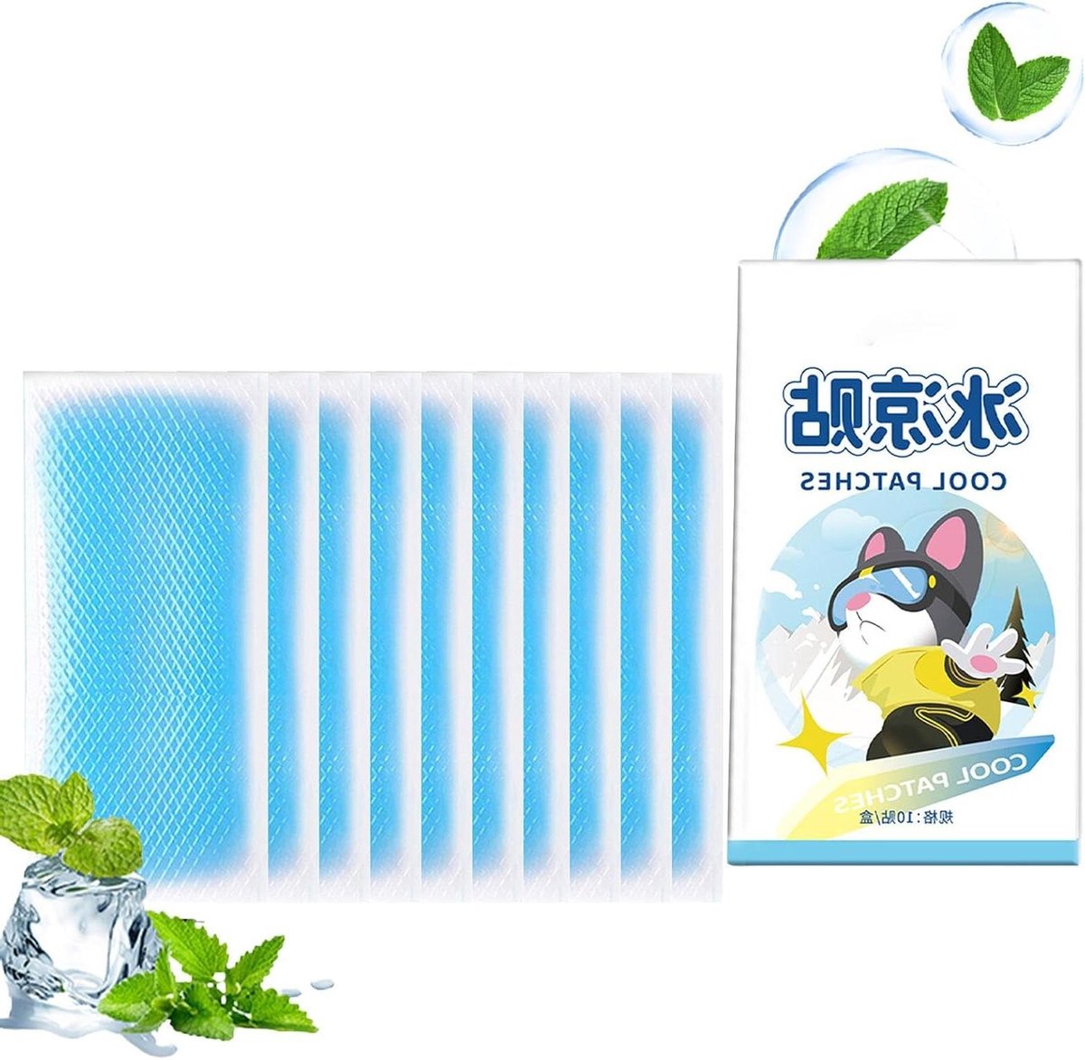 Koelpleisters - Gel pads - Warm weer - Directe verlichting - 10 stuks - Blauw
