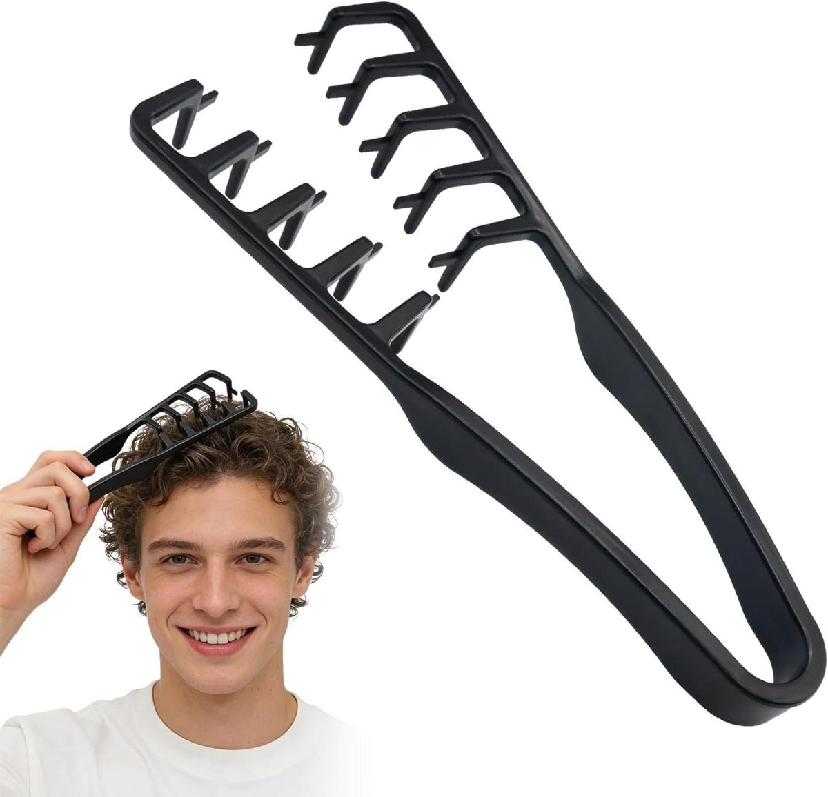 Textuurkam Krulkam - Volume kam - Haarstyling - Unieke zigzagstructuur - 19 cm - Zwart