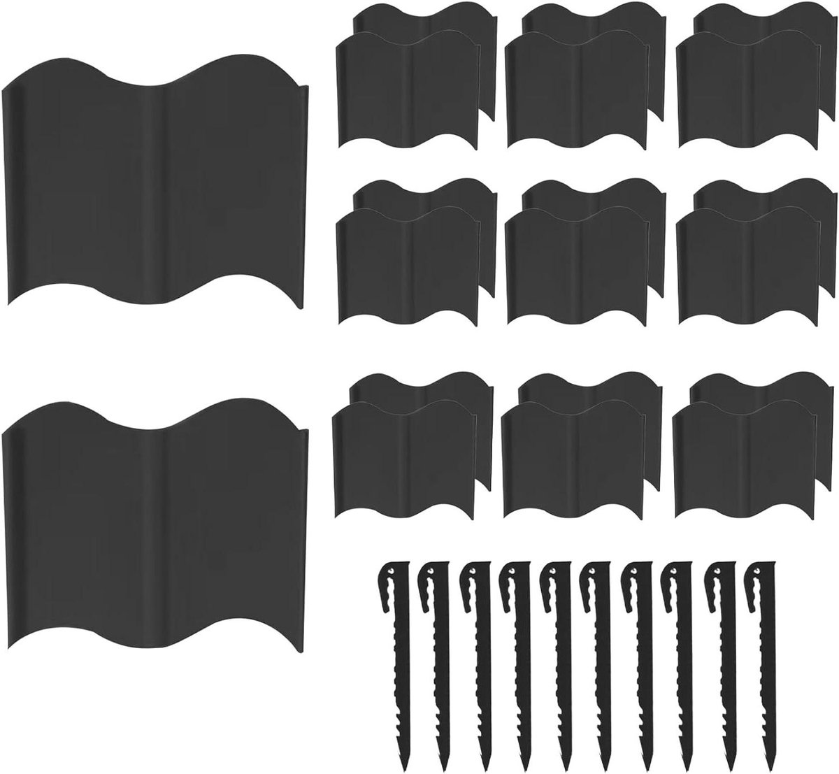 Grasrandafscheiding Tuinafscheiding - Flexibele Tuinrand - Tuin Ontwerp - Stevig ABS Materiaal - 20 Stuks - Zwart