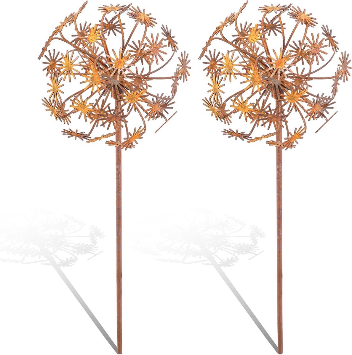 Tuinsteker Set - Roestdecoratie - Tuin Decoreren - Metalen Bloemen - 47x24.5cm - Roestrood