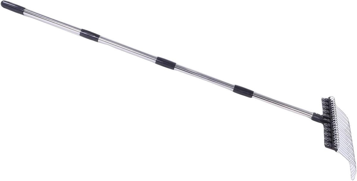 Tuinhark Staaldraad - Bladhark Gazonhark - Bladeren Verzamelen - Verstelbare Lengte - 41.5 cm Breed - Zwart