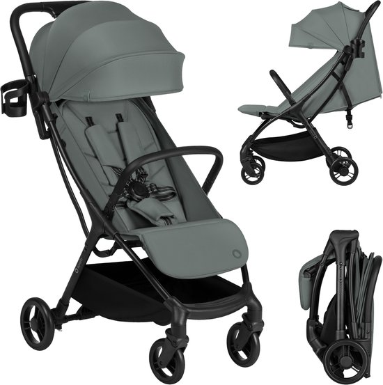 Lionelo Agia Buggy – Lichtgewicht 7,3 kg – Compacte & Inklapbaar – Ligstand en Grote Zitting – Wielen met Vering – Bekerhouder – Kinderwagen vanaf 6 Maanden tot 22 kg – Plooibuggy - Reisbuggy - Wandelwagen - Kinderbuggy
