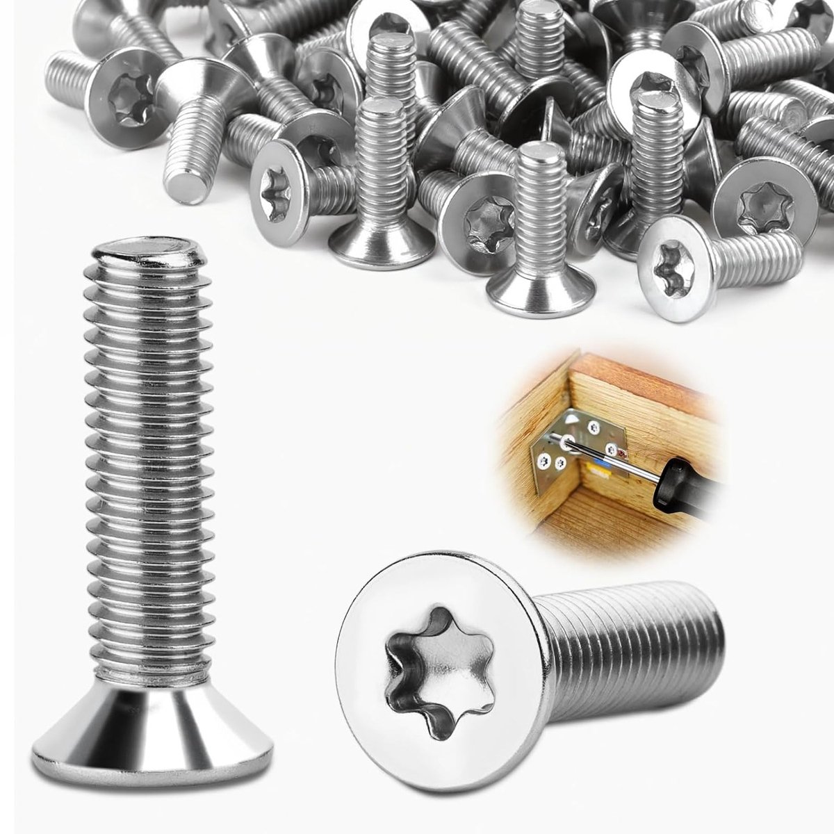 Countersunk Head Schroeven 6 x 25mm, 25 Stuks Torx RVS 304, Ideaal voor Hout, Meubels en Metaalbewerking
