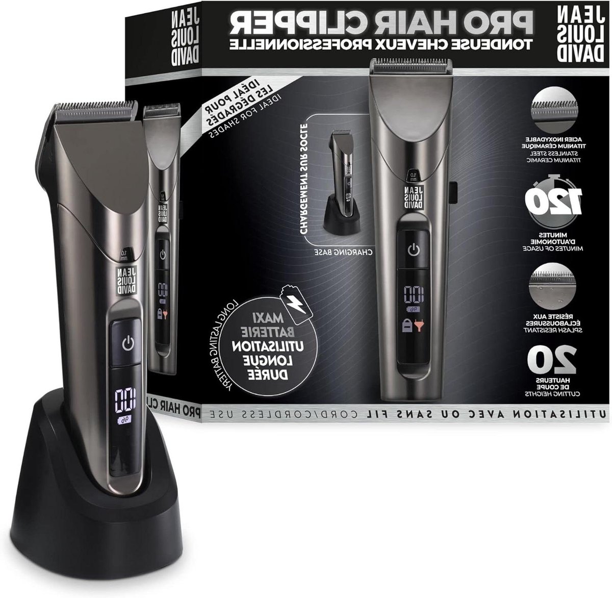 Haartrimmer Pro - Kapper Trimmer - Thuis Kapsel Maken - 20 Snijhoogten - 120 Min Draadloos - Zwart
