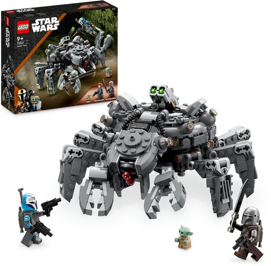 LEGO Star Wars Spider Tank set 75361, met tank, drie minifiguren en doos.