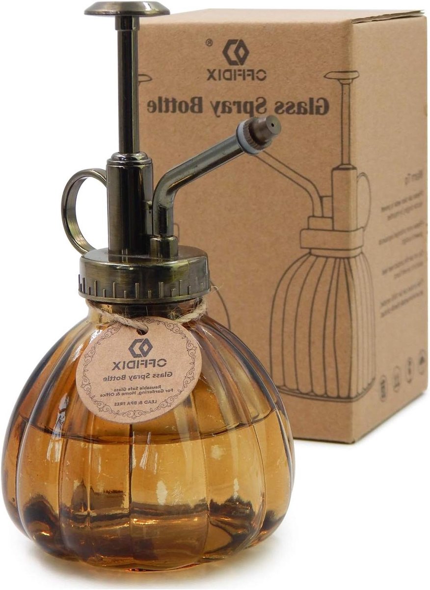 Glazen gietfles - Spuitfles - Planten water geven - Vintage stijl - 200 ml - Bruin
