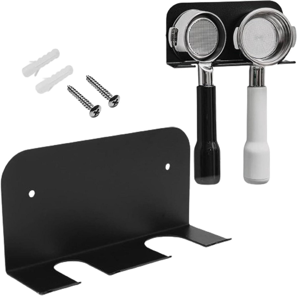 Wandhouder - Koffiehouder Organizer - Koffiehoek Inrichten - Universele Pasvorm - 51-58mm Maten - Zwart