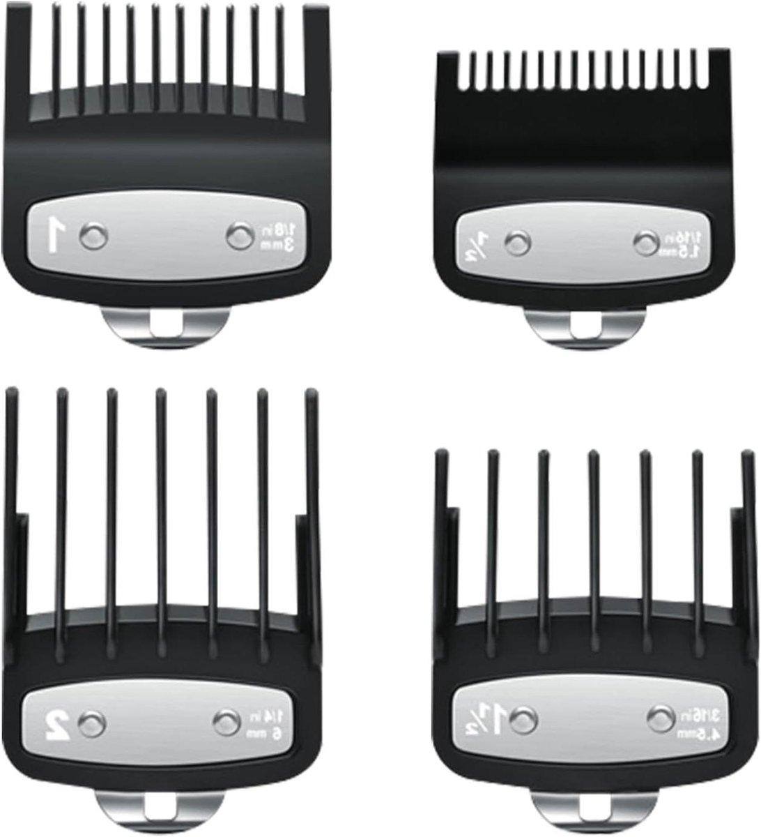 Tondeuse Opzetkammen - Geleidingskammen Set - Haar Knippen - Veiligheidsontwerp - 4 Stuks 1.5-6mm - Zwart