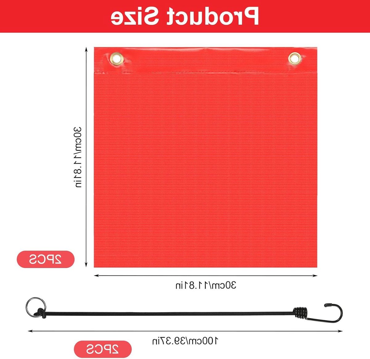 Waarschuwingsvlaggen Rood 30x30cm - 2 Stuks - Auto Caravan Aanhanger - Rubberen Koord
