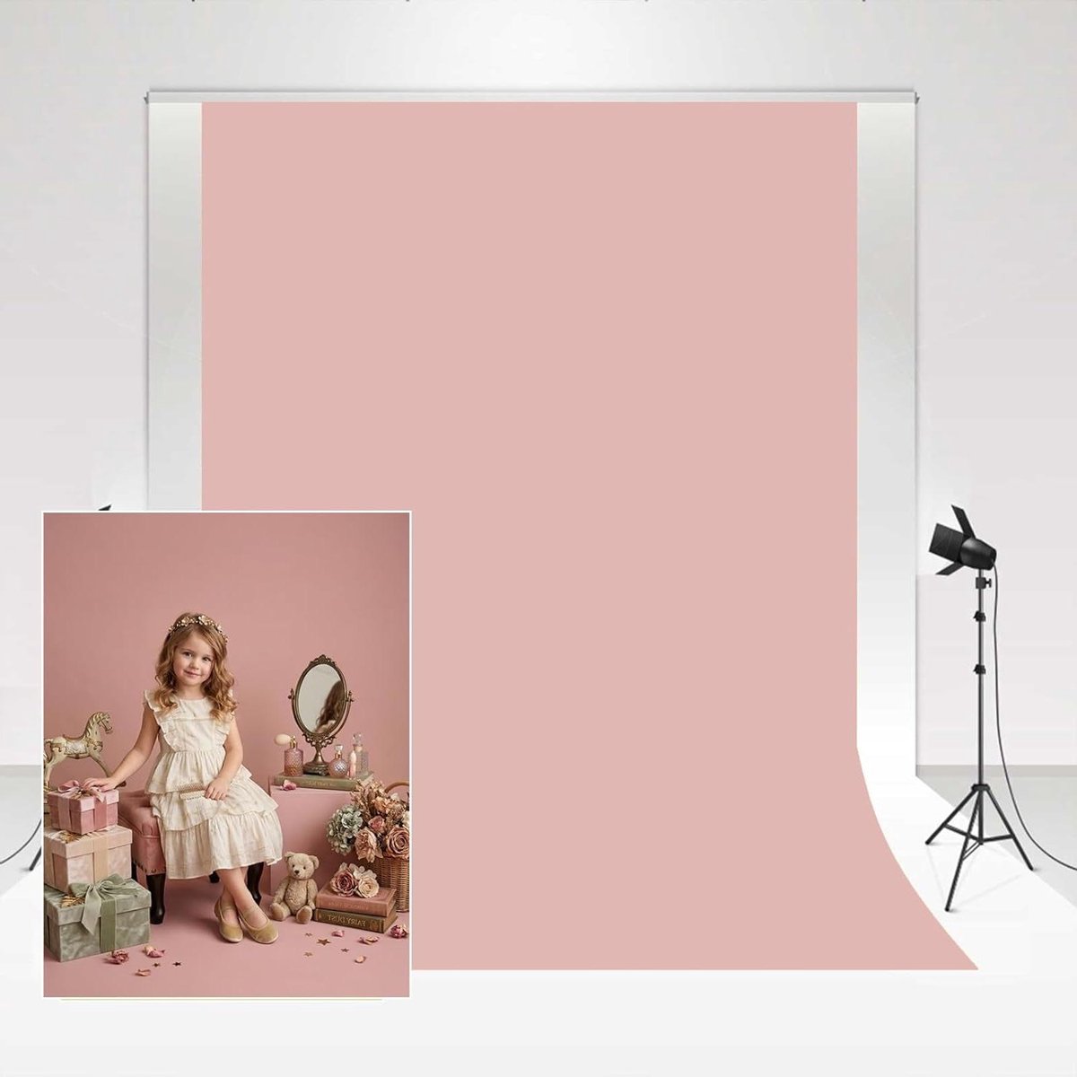 Fotografie Achtergrond - Studio Doek - Portret Maken - Zachte Microvezel - 1.8x2.7m - Roze Grijs