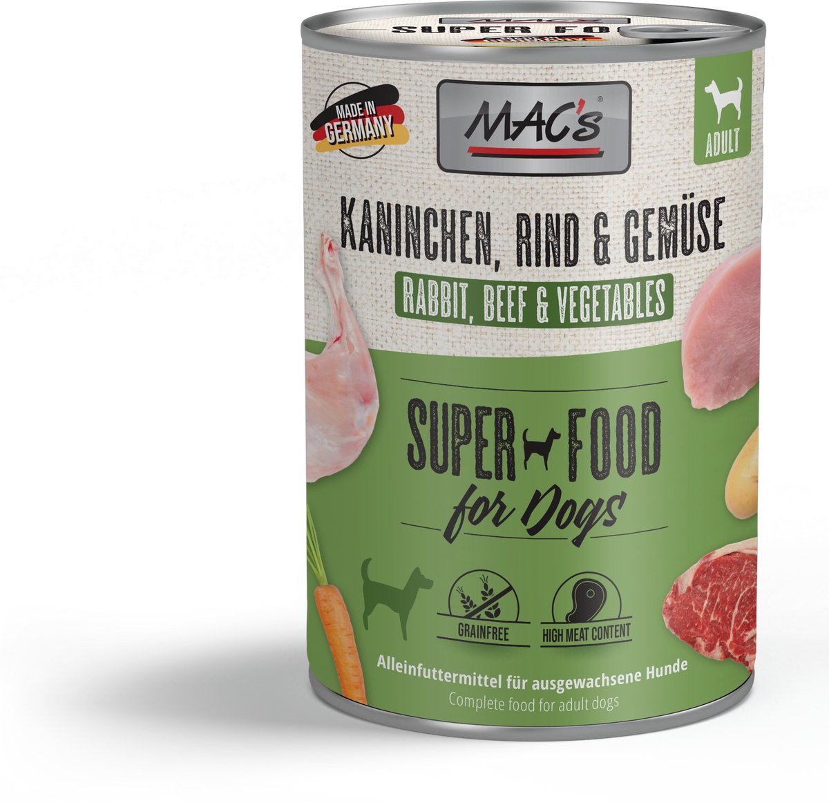 MACs MAC’s Hondenvoer Natvoer Blik - 89% Konijn & Groente - 6 x 400g