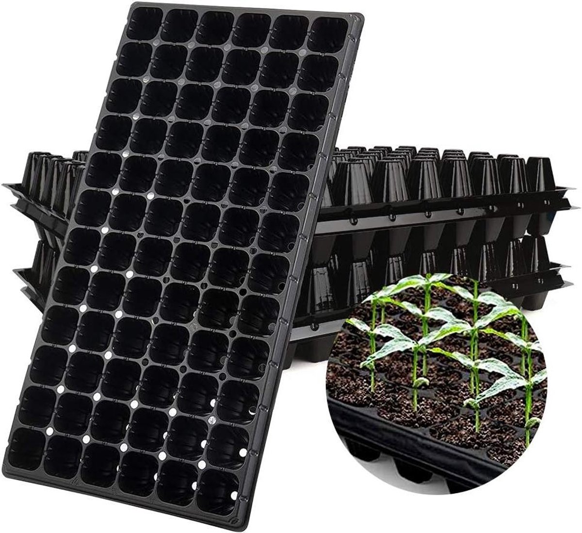 Zaad Starterkit - Kweekbakken - Planten Kweken - Voorkomt Transplantatieschok - 72 Cellen - Zwart