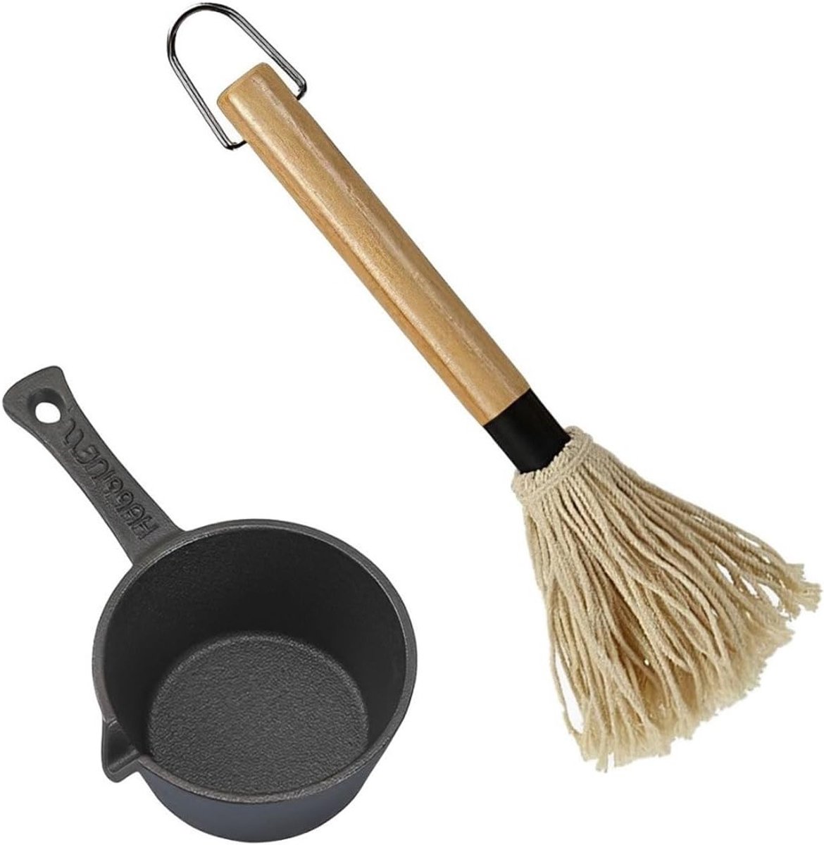 Gietijzeren BBQ Basting Set met Sauspan en Borstel