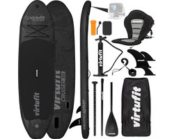 VirtuFit Cruiser Opblaasbaar SUP Board 305 cm – Max. 180 kg – Complete Set – Incl. Kajak Zitje, Peddel, Pomp, Tas & GoPro-mount – Stand Up Paddle Board – Zwart