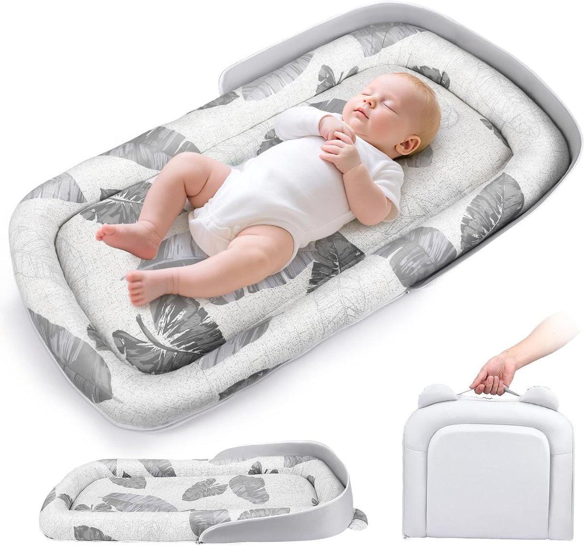 Babynestje Dubbelzijdig - Draagbaar Babybed - Geborgenheid Baby - Ademend Katoen - Tot 24 Maanden - Tweekleurig