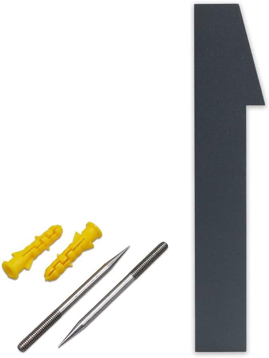 Huisnummer Antraciet - Modern cijfer - Huis Herkenbaar - Roestvrij staal - 20cm Hoog - Grijs RAL7016