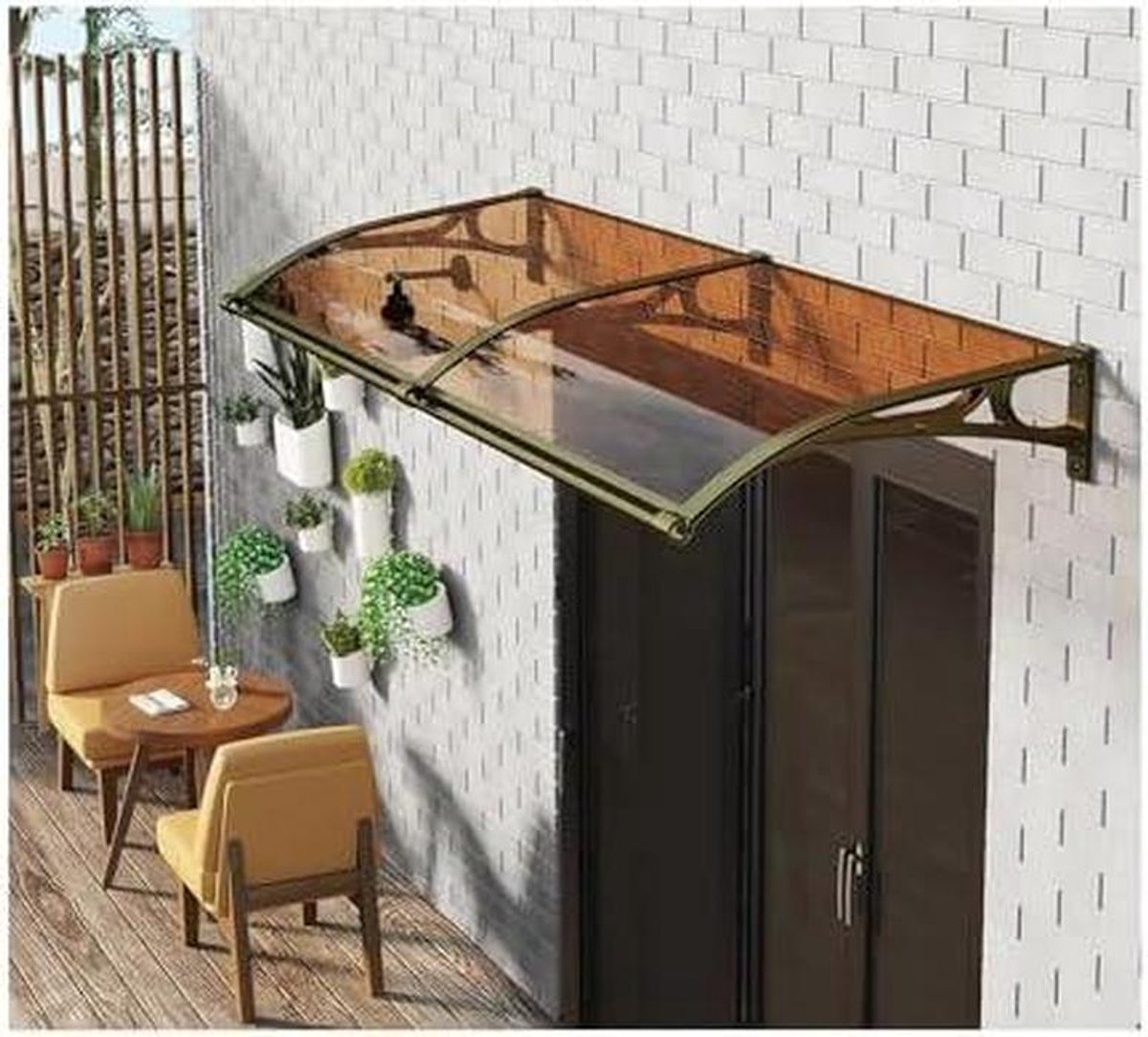 Terras Overkapping - Regenscherm Buiten - Entree Beschermen - Onderhoudsvrij Polycarbonaat - 60x60cm tot 150x440cm - Transparant