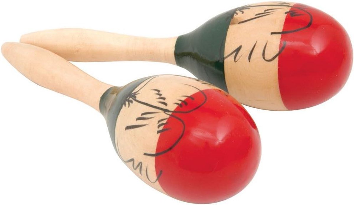 Houten Maracas - Rammelaars Muziek - Muziek Maken - Traditioneel Geschilderd - 25 cm - Multicolor