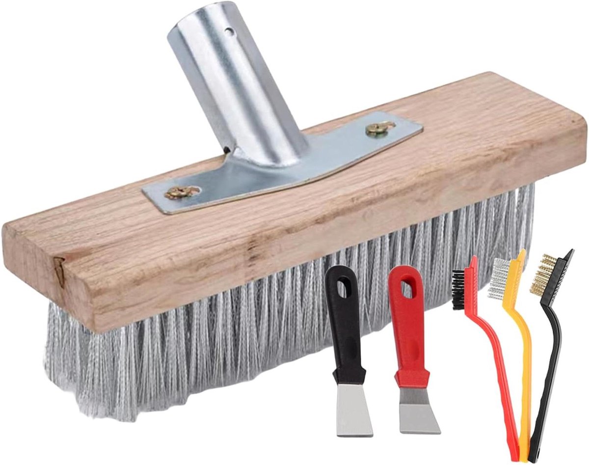 Zware Bezem - Draadbezemkop - Terras Reinigen - Robuuste Metalen Houder - 20 cm - Niet gespecificeerd