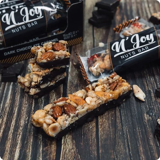 XXL Nutrition - N'Joy Nuts Bar - Proteďne Eiwitreep - Dark Chocolate Caramel - 15 Pack van XXL Nutrition — afbeelding 3