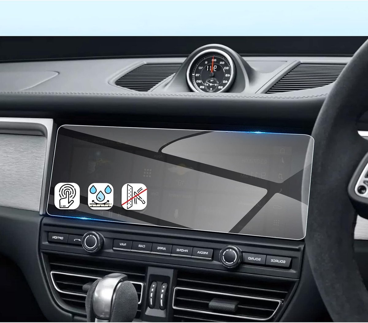 Navigatiescherm Bescherming voor Porsche Macan 2019-2023, Krasbestendige Tempered Glass Screen Protector voor GPS, 9H Schermbescherming voor 10.9 Inch Display