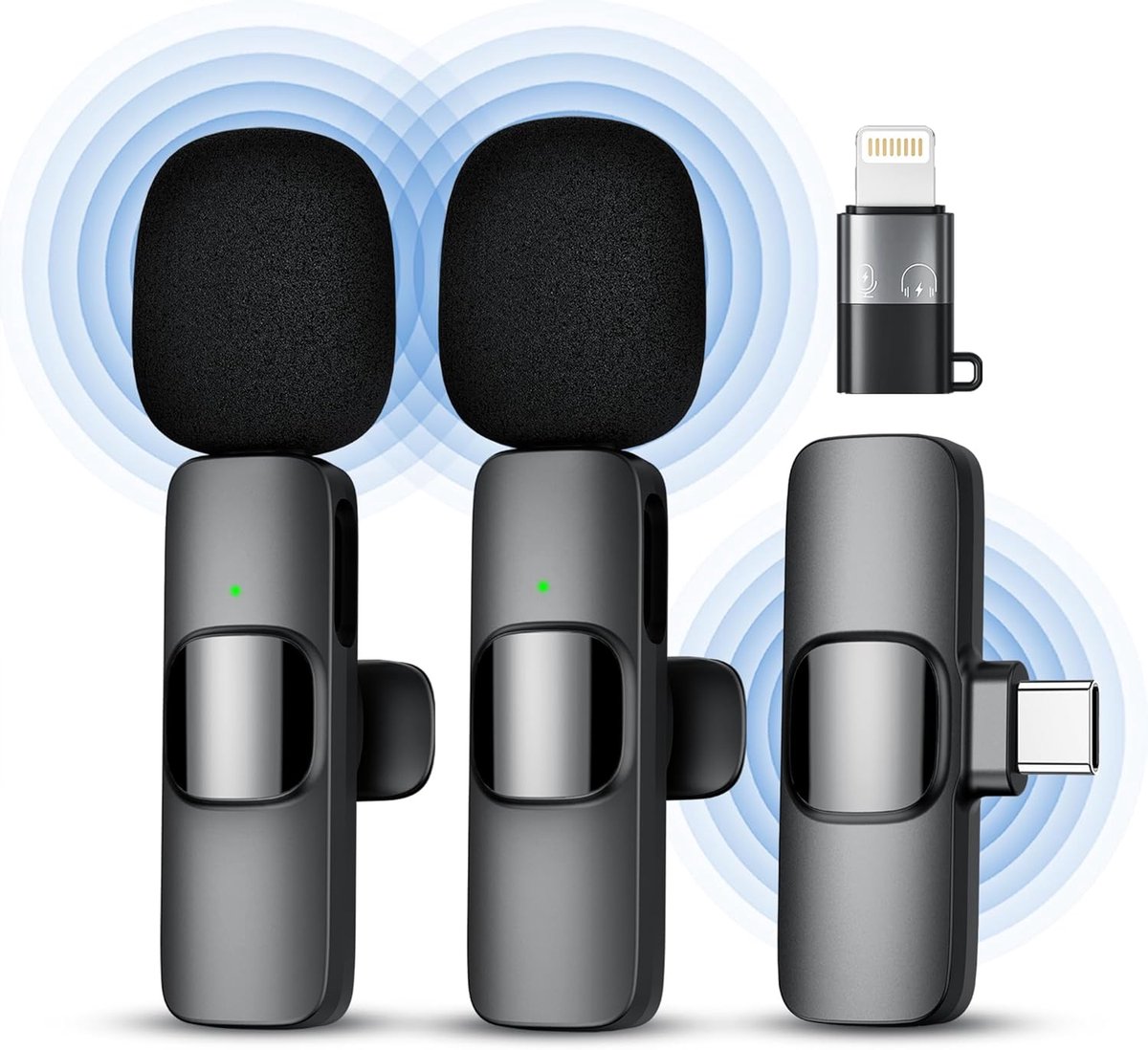 Draadloze Microfoon Lavalier voor iPhone - Android & Camera - Dasspeld Microfoon voor Vloggen- Podcast - Live Streaming - Plug & Play Bluetooth Clip-on - Met Ruisonderdrukking