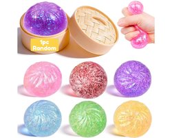 Mini Dumpling Squishy Glitter - 1 stuk,Willekeurige kleur - Dumpling squishy speelgoed met stoombox - Slow Rising stressverlichtend speelgoed - Sensorische stressballen volwassenen en kinderen