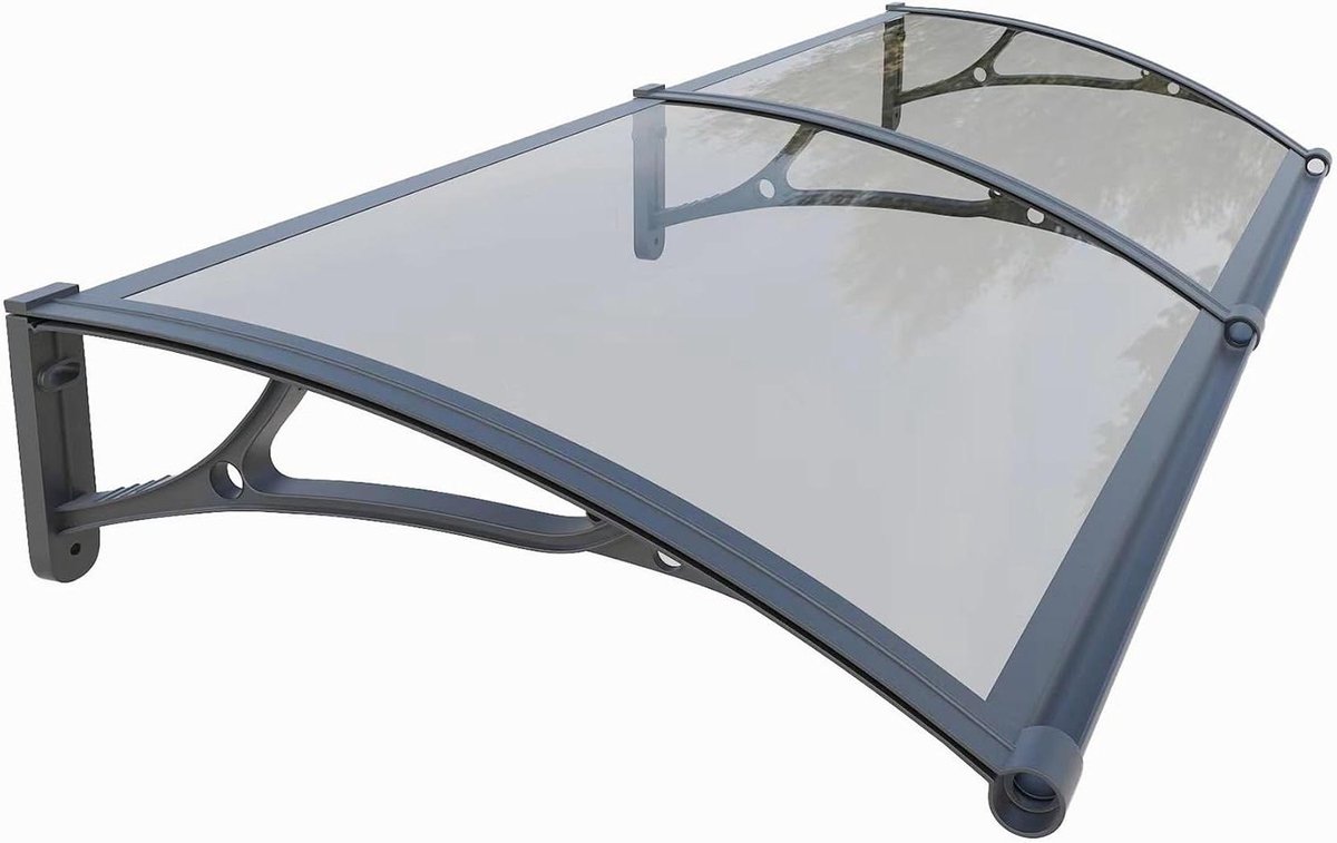 Terrasoverkapping - Luifel Buiten - Bescherming Deuren - Aluminium Polycarbonaat - 80 x 240 cm - Grijs
