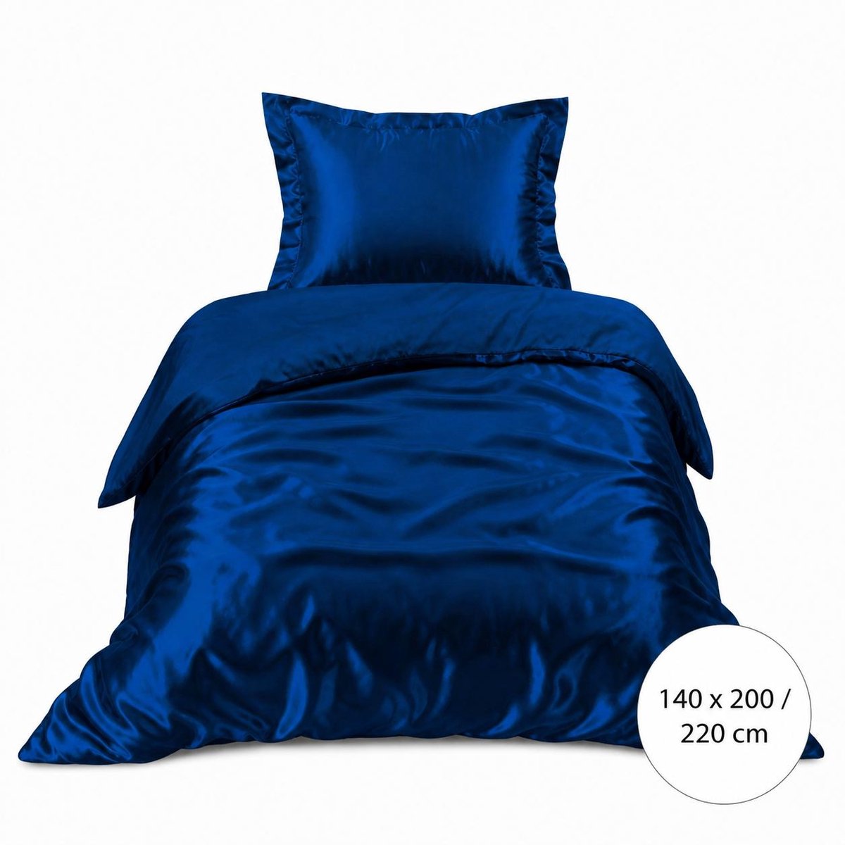 Satijnen Dekbedovertrek - Blauw - 1400x200/220 - Luxe & Koel - Zacht & Ademend - Incl. Kussensloop