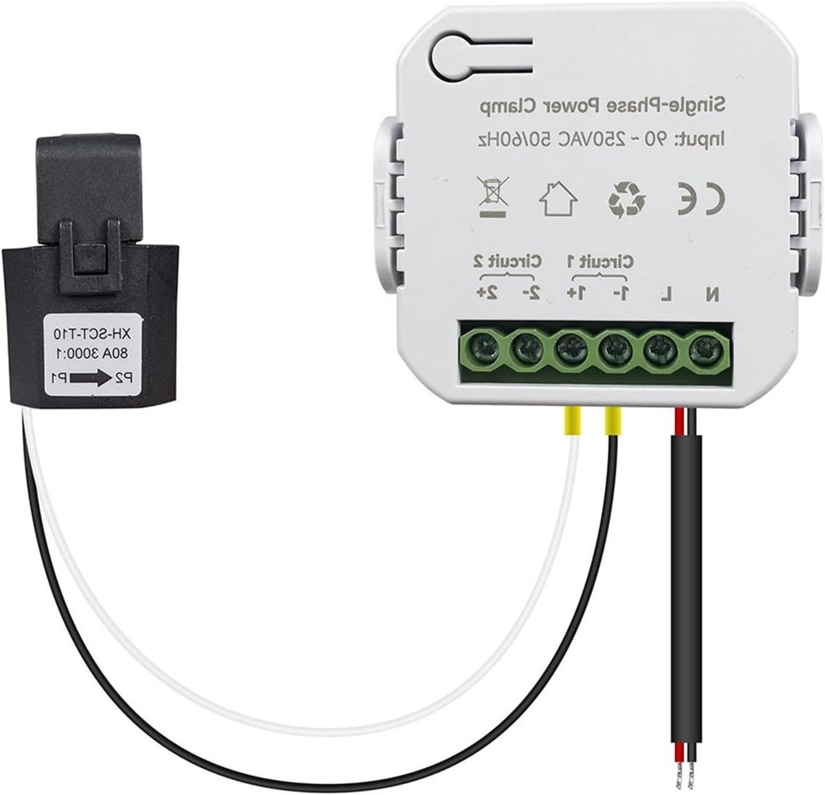 Energiemeter Stroomtang - Stroomverbruik Monitor - Energie Verbruik Meten - Tuya APP Bediening - 80A - Wit