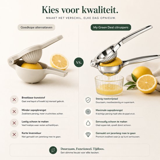 My Green Deal - RVS Citruspers - Handmatige RVS Citroenknijper - Duurzame RVS Citruspers - Keukenpers van Merkloos — afbeelding 5