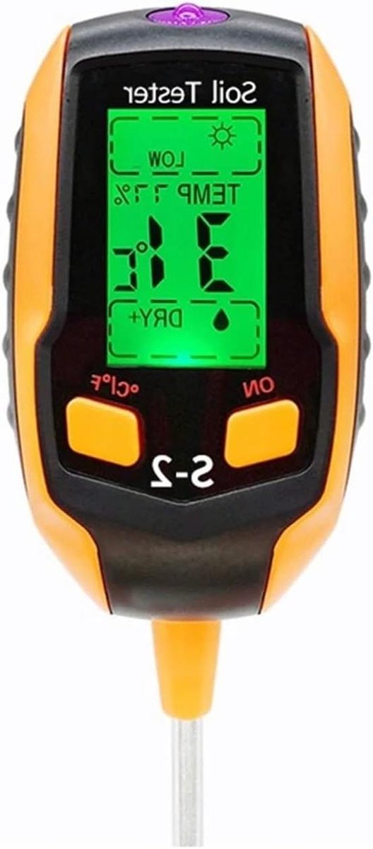 Bodemtestkit, Bodemtester PH/Vocht/Zonlicht/Temp Multifunctionele bodemmeter Hoge nauwkeurigheidssensor for buiten voor tuinieren, gazon, landbouw