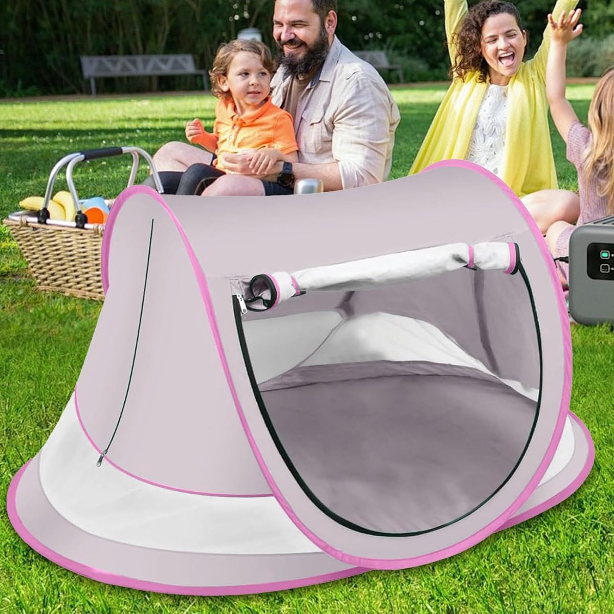 Strandtent voor kinderen, intrekbare strandtent, kinderkoepel met uv-bescherming, lichte en zandbestendige tennis voor kinderen, ideaal voor reizen, wandelen, ca
