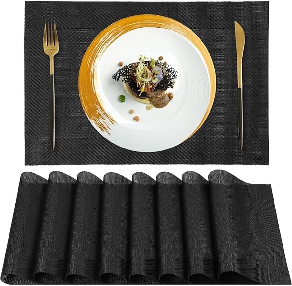 Set van 8 antislip placemats, hittebestendig en afwasbaar, 45x30 cm