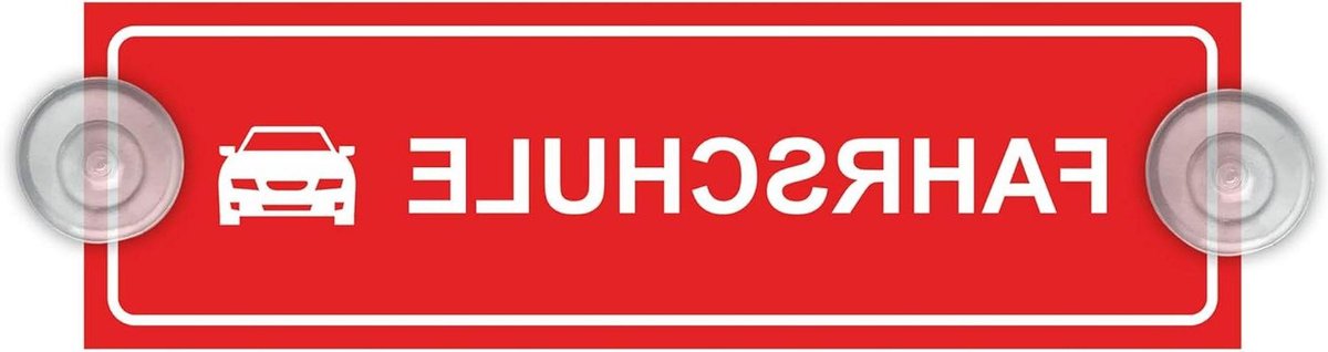 Rijschool Bord - Zuignap Bord - Auto Belettering - UV-bestendig Materiaal - 20 x 6 cm - Geel