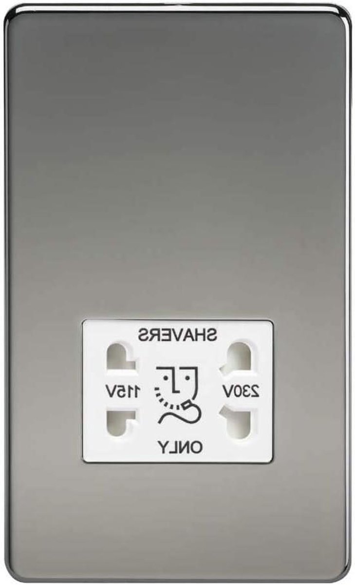 Scheerapparaat Socket - Dubbele Spanning - Badkamer Upgrade - Schroefloos Ontwerp - 47mm Diepte - Zwart Nikkel