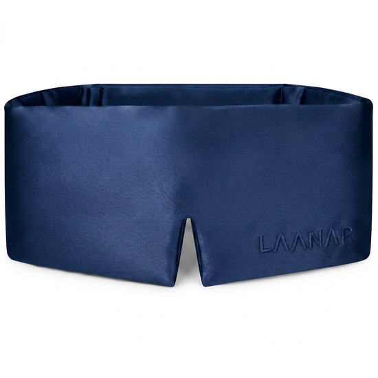 LAANAR® Zijden Slaapmasker - 6A Moerbei Zijde (Mulberry Silk, 16 Momme) - Premium Verduisterend Eye Mask - Voor Vrouwen & Mannen - Tegen Wallen & Rimpels - Blauw